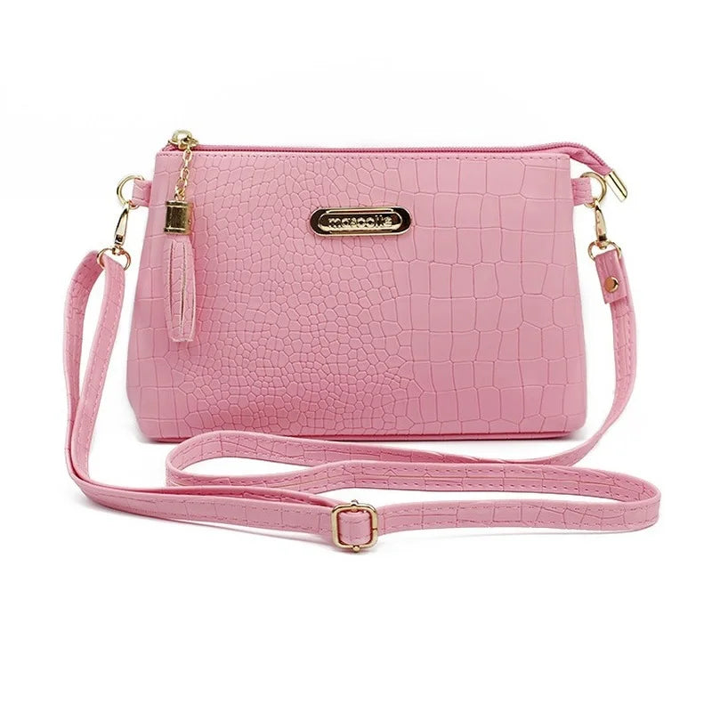 Crocodile Pattern Shoulder Bag PU Leather Messenger Bag for Women