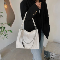 Crocodile Pattern Shoulder Bags With Chain Large Capacity Leather Shopping Bag