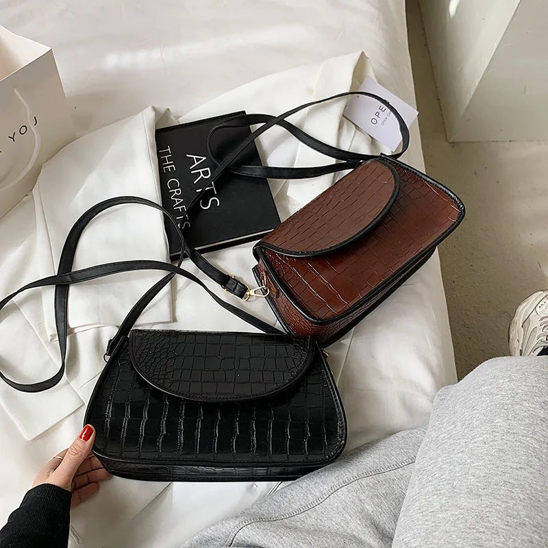 Crocodile Pattern Square Tote Bag High PU Leather Women's Handbag