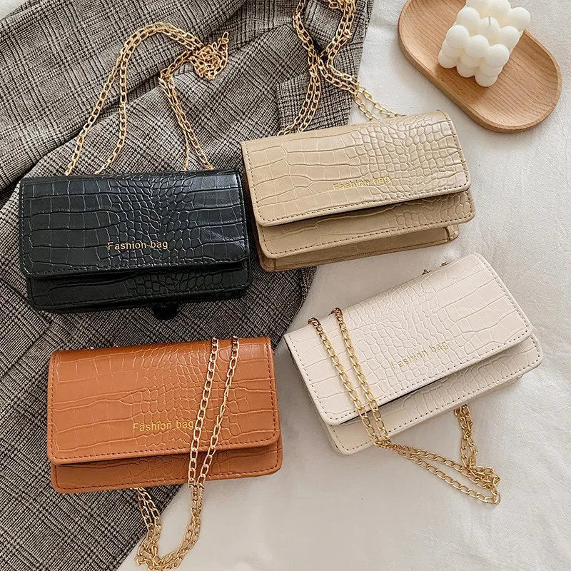 Crocodile Pattern Women Handbag Leather Chain Crossbody Bags