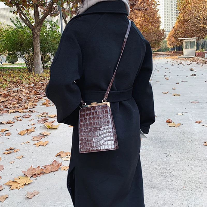Crocodile Pattern Women Handbag PU Leather Shoulder Bag Mini Shoulder Mobile Pho