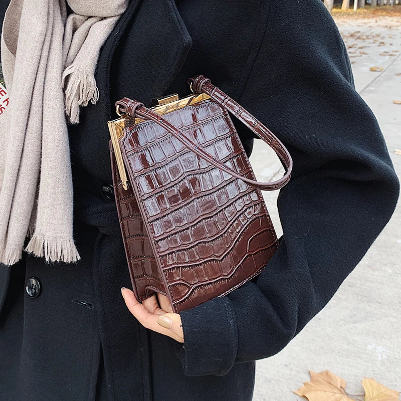 Crocodile Pattern Women Handbag PU Leather Shoulder Bag Mini Shoulder Mobile Pho