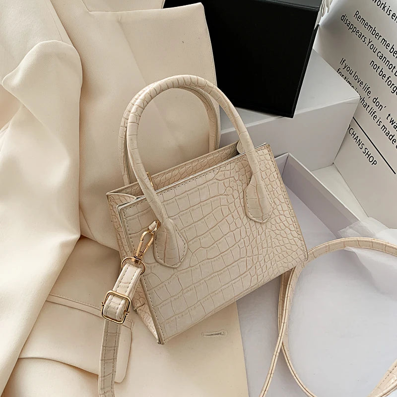 Crocodile Pattern Women Small Square Bags Classic PU Leather Ladies Crossbody