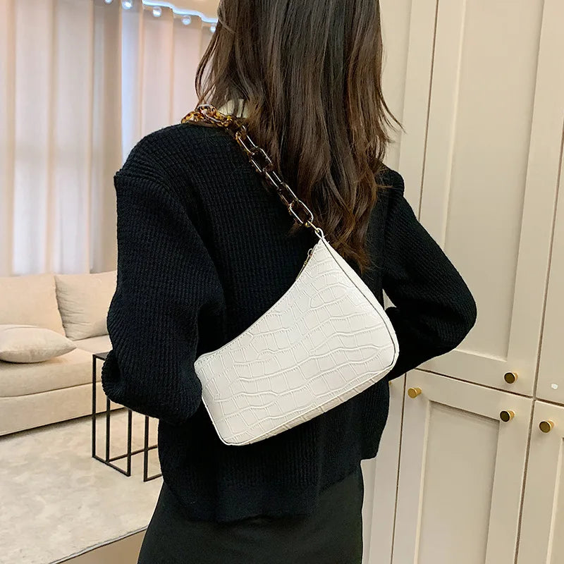 Crocodile Pattern Shoulder Bag and Small Square Bags for Women
