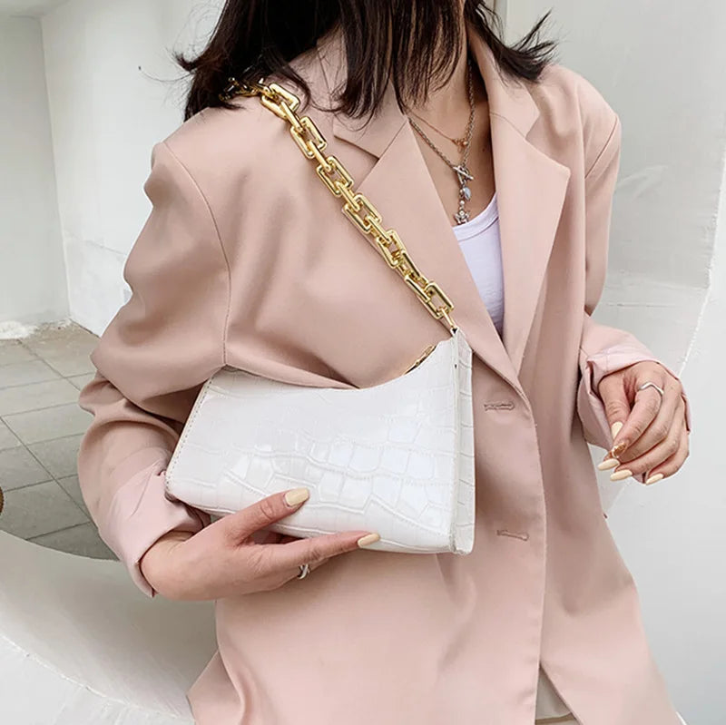 Crocodile Pattern Zipper Handbag for Women