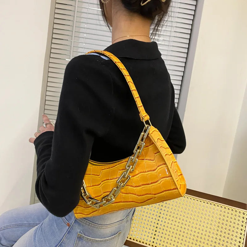 Crocodile Pattern Zipper Handbags with Shoulder Bag
