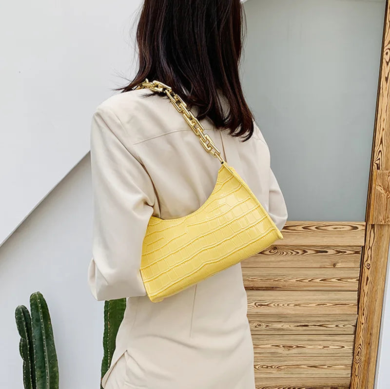 Crocodile Pattern Zipper Handbag for Women