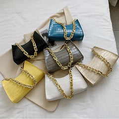 Crocodile Pattern Shoulder Bag with Zipper
