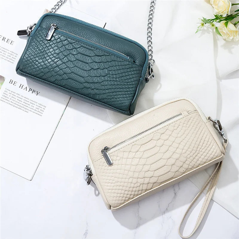 Crocodile Soft Leather Women Handbags Shoulder Bag Cell Phone Purse Small Crossb