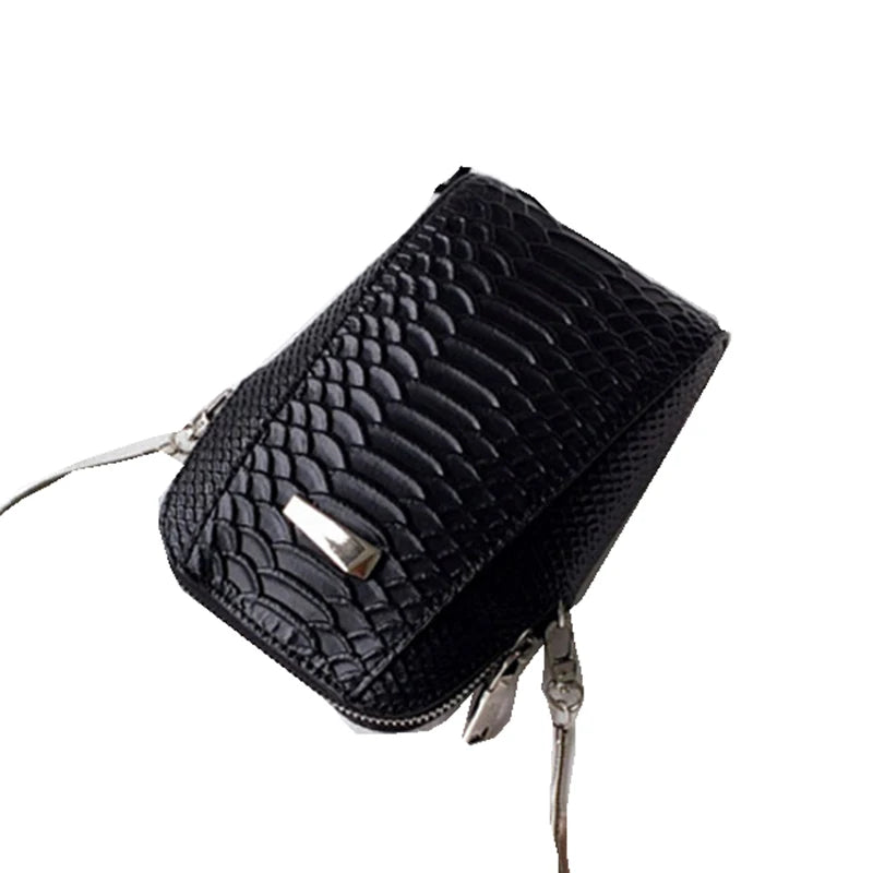 Crocodile Pattern Leather Women Mini Phone Bag Chain Small Shoulder Bag