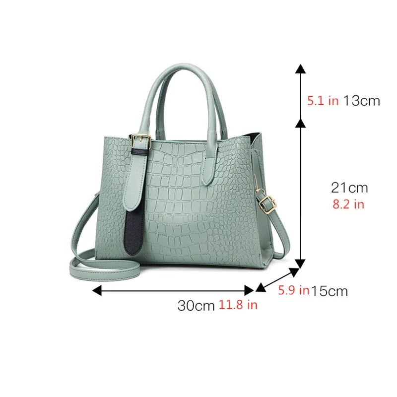 Crocodile Pattern Pu Leather Bag Large Women Leather Handbags