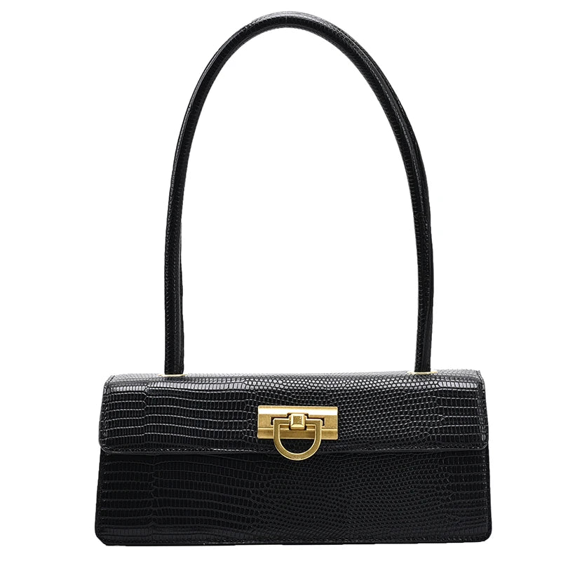 Crocodile Pattern Square Tote Armpit Bag High PU Leather Women's Handbag