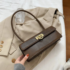 Crocodile Pattern Square Tote Armpit Bag High PU Leather Women's Handbag