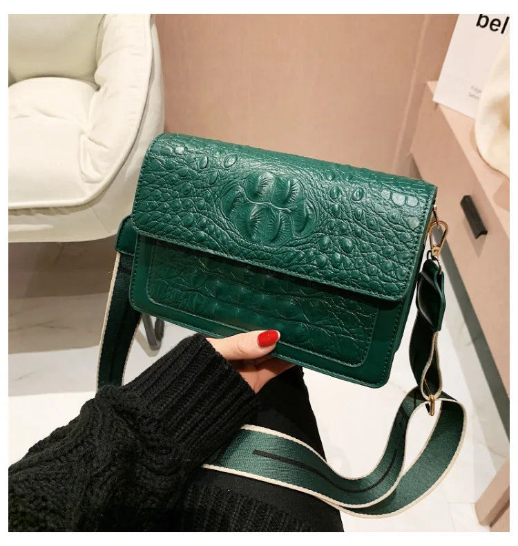 Crocodile Women Flap Bag PU Leather Shoulder Bag Small Crossbody Handbag