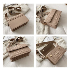 Crocodile Women Flap Bag PU Leather Shoulder Bag Small Crossbody Handbag