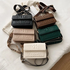 Crocodile Women Flap Bag PU Leather Shoulder Bag Small Crossbody Handbag