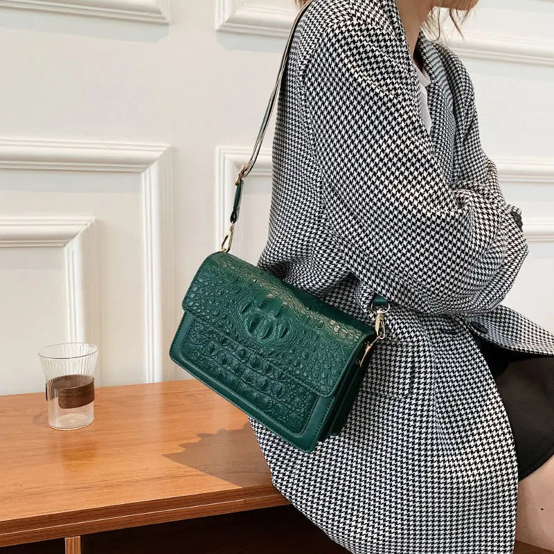 Crocodile Women Flap Bag PU Leather Shoulder Bag Small Crossbody Handbag