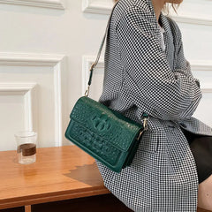 Crocodile Women Flap Bag PU Leather Shoulder Bag Small Crossbody Handbag