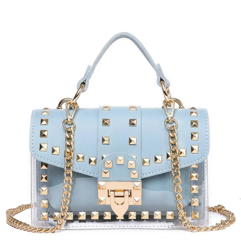 Cross Body Bags Transparent Purse Chains Rivet Women Handbags