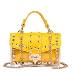 Cross Body Bags Transparent Purse Chains Rivet Women Handbags