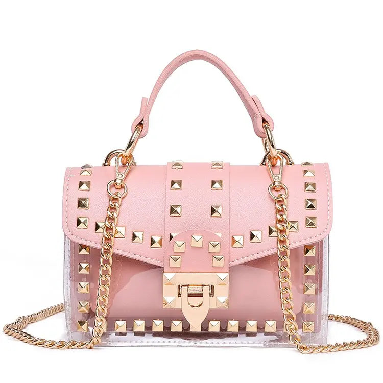 Cross Body Bags Transparent Purse Chains Rivet Women Handbags