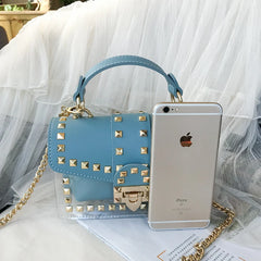 Cross Body Bags Transparent Purse Chains Rivet Women Handbags