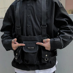 Punk Style Fanny Pack Chest Bag Men Streetwear Tactical Vest Bag