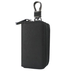 Cross Grain Leather Double Zipper Car Key Case