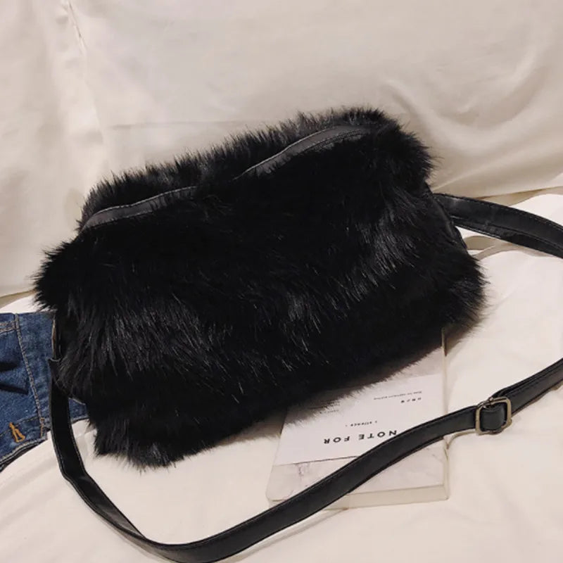 Faux Fur Crossbody Bag Warm Handbags Large Capacity Bolsa Feminina