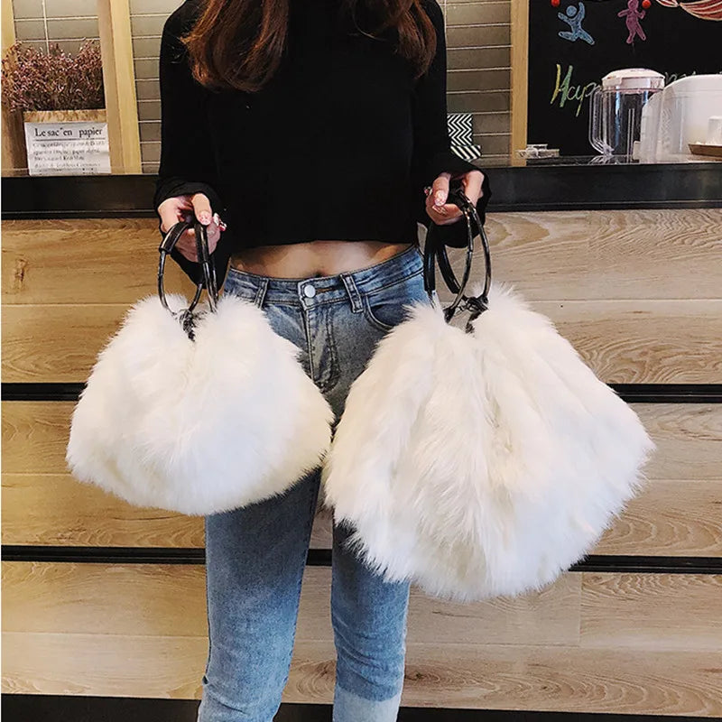 Faux Fur Crossbody Bag Warm Handbags Large Capacity Bolsa Feminina
