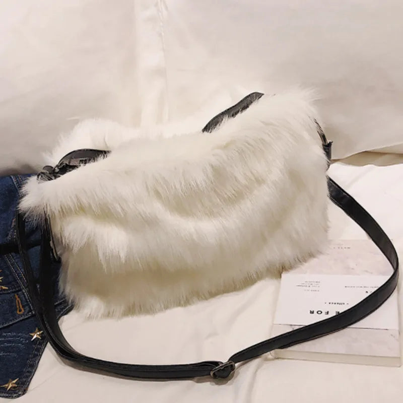 Faux Fur Crossbody Bag Warm Handbags Large Capacity Bolsa Feminina