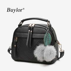 Tassel Messenger Bag PU Leather Handbag Casual Shoulder Bag Female Tote