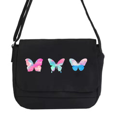 Canvas Crossbody Bag Butterfly Pattern Women Messenger Envelope Pouch