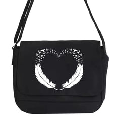 Feather Pattern Crossbody Bag Canvas Shoulder Bags Youth Satchel
