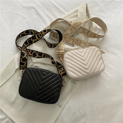 Small Flap Crossbody Bag Wide Straps Lady Shoulder Handbag