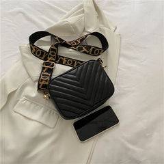 Small Flap Crossbody Bag Wide Straps Lady Shoulder Handbag