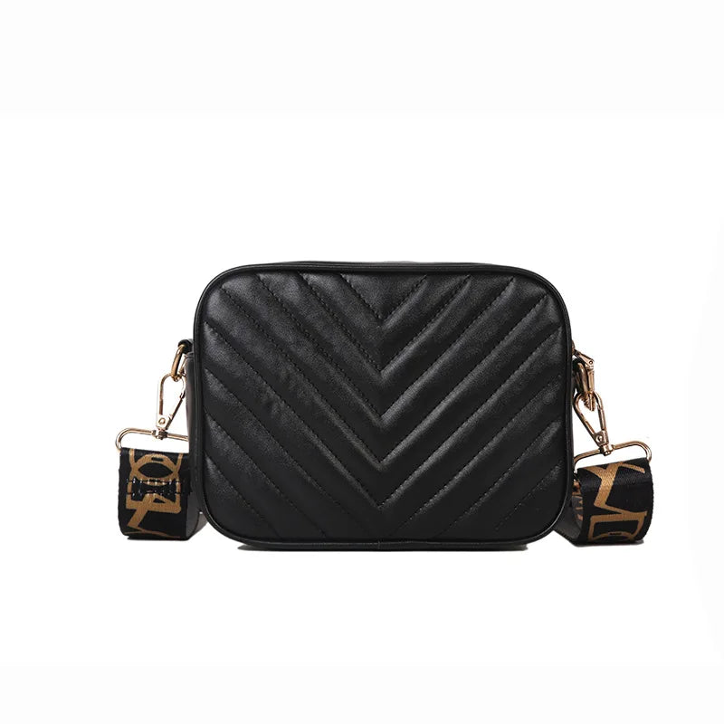 Small Flap Crossbody Bag Wide Straps Lady Shoulder Handbag