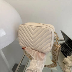 Small Flap Crossbody Bag Wide Straps Lady Shoulder Handbag