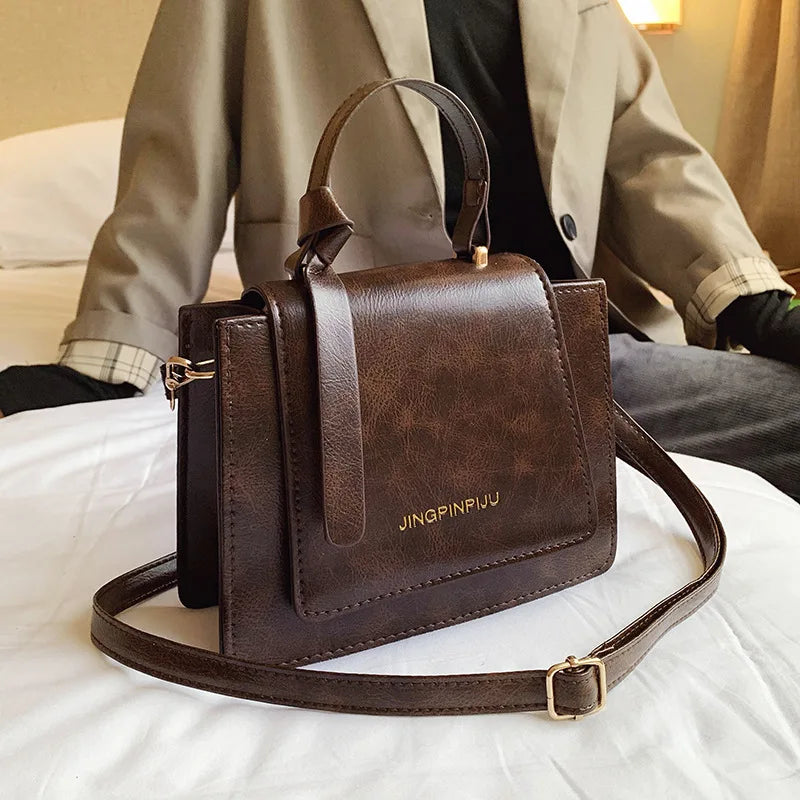Brown PU Leather Crossbody Bag Women Arrival Casual Shoulder Handbags