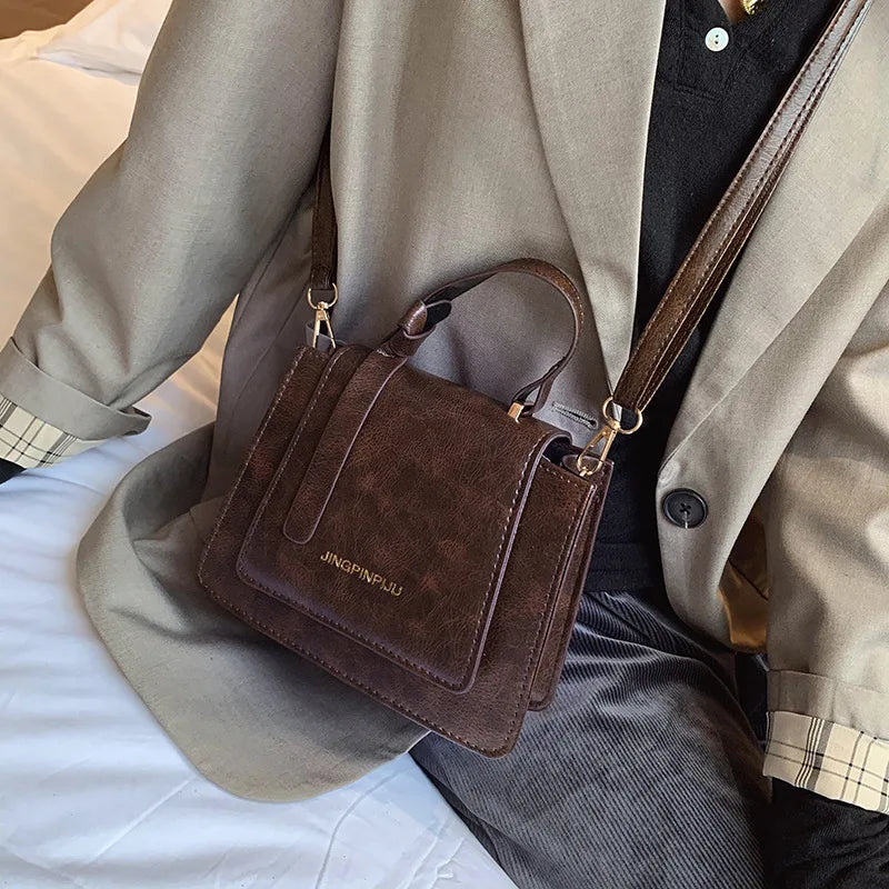 Brown PU Leather Crossbody Bag Women Arrival Casual Shoulder Handbags