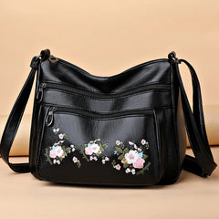 Embroidery Flower Pattern Crossbody Bag for Women Ladies Shoulder Bags
