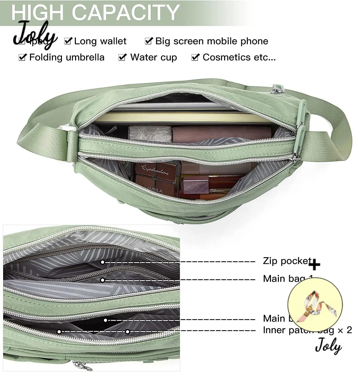 Waterproof Crossbody Bag for Women Lightweight Shoulder Handbag