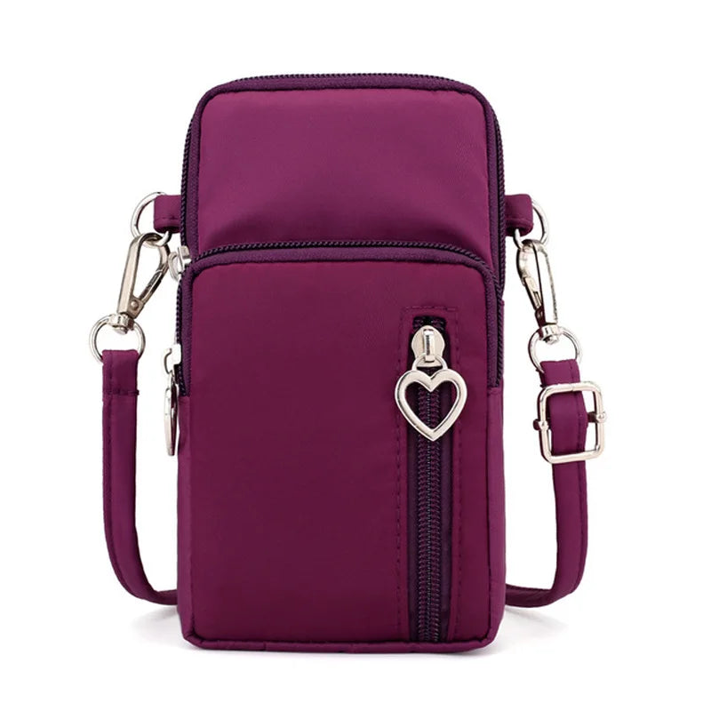 Crossbody Bag Unisex Three Zipper Messenger Purse Men Mobile Phone Wallet