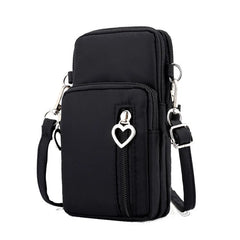Crossbody Bag Unisex Three Zipper Messenger Purse Men Mobile Phone Wallet