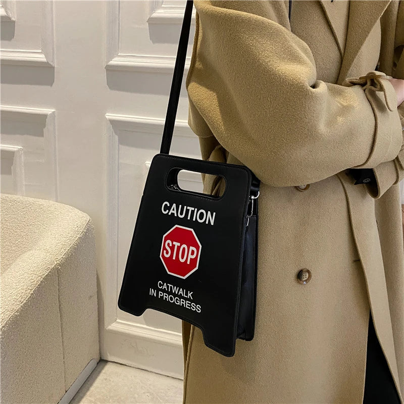 Fluorescence Caution Letters Sign Crossbody Bag for Women