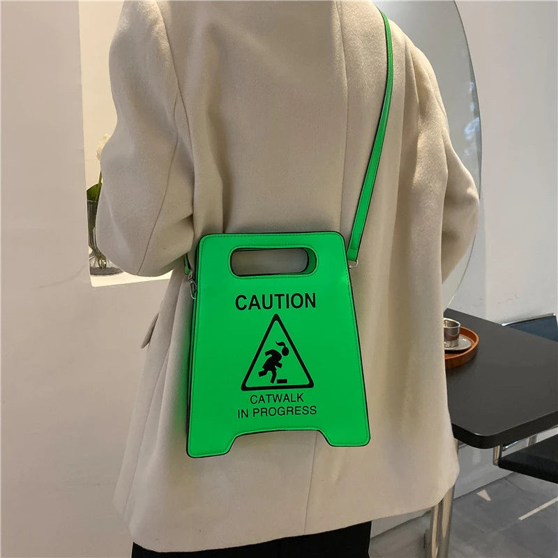 Fluorescence Caution Letters Sign Crossbody Bag for Women