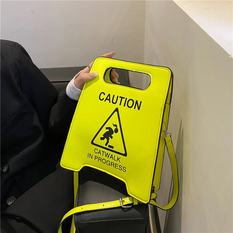 Fluorescence Caution Letters Sign Crossbody Bag for Women