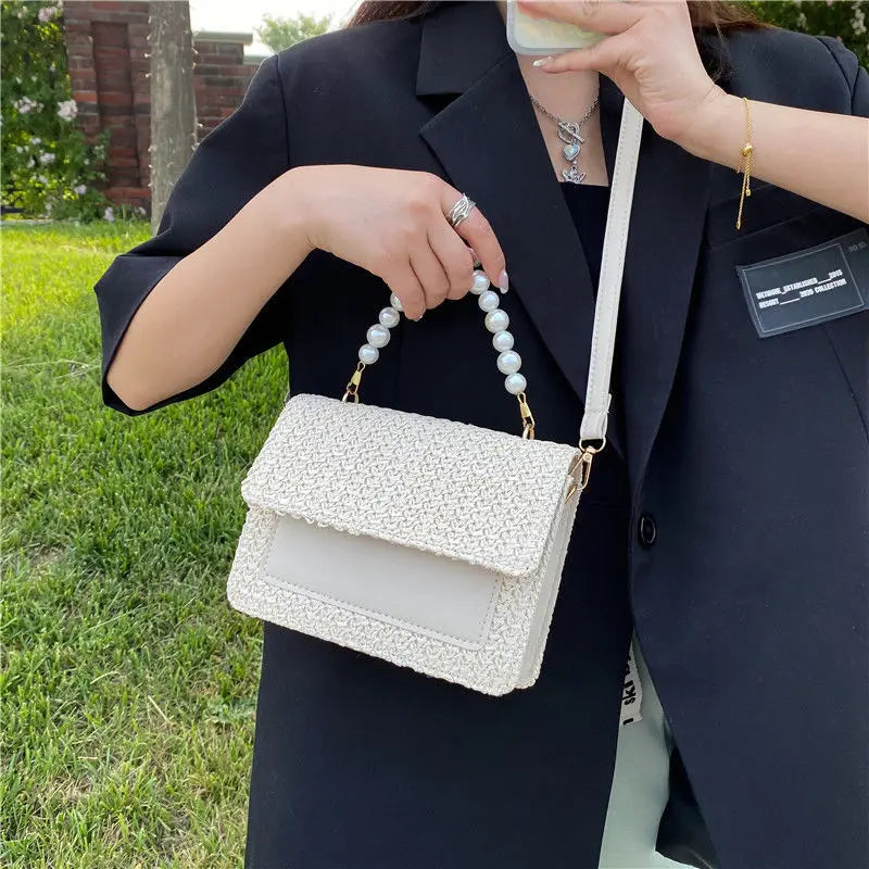 Crossbody Bag Women Shoulder Bag Female Handbag Purse Straw Beaded