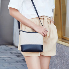Women's Rhombic One-shoulder Bucket Bag Mobile Phone Bag Purse Women Messenger B