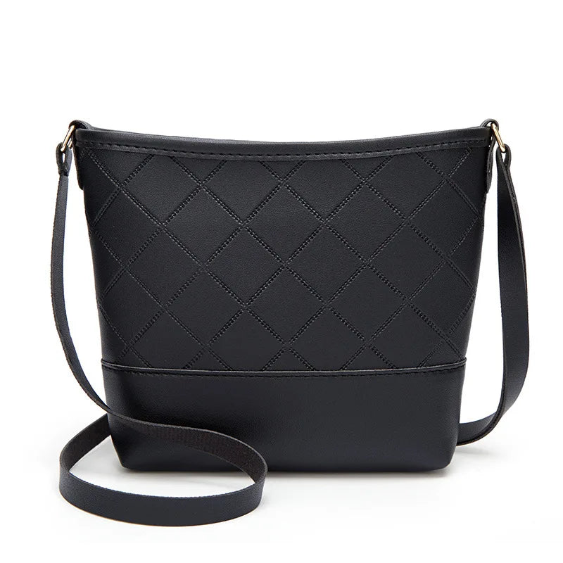Women's Rhombic One-shoulder Bucket Bag Mobile Phone Bag Purse Women Messenger B